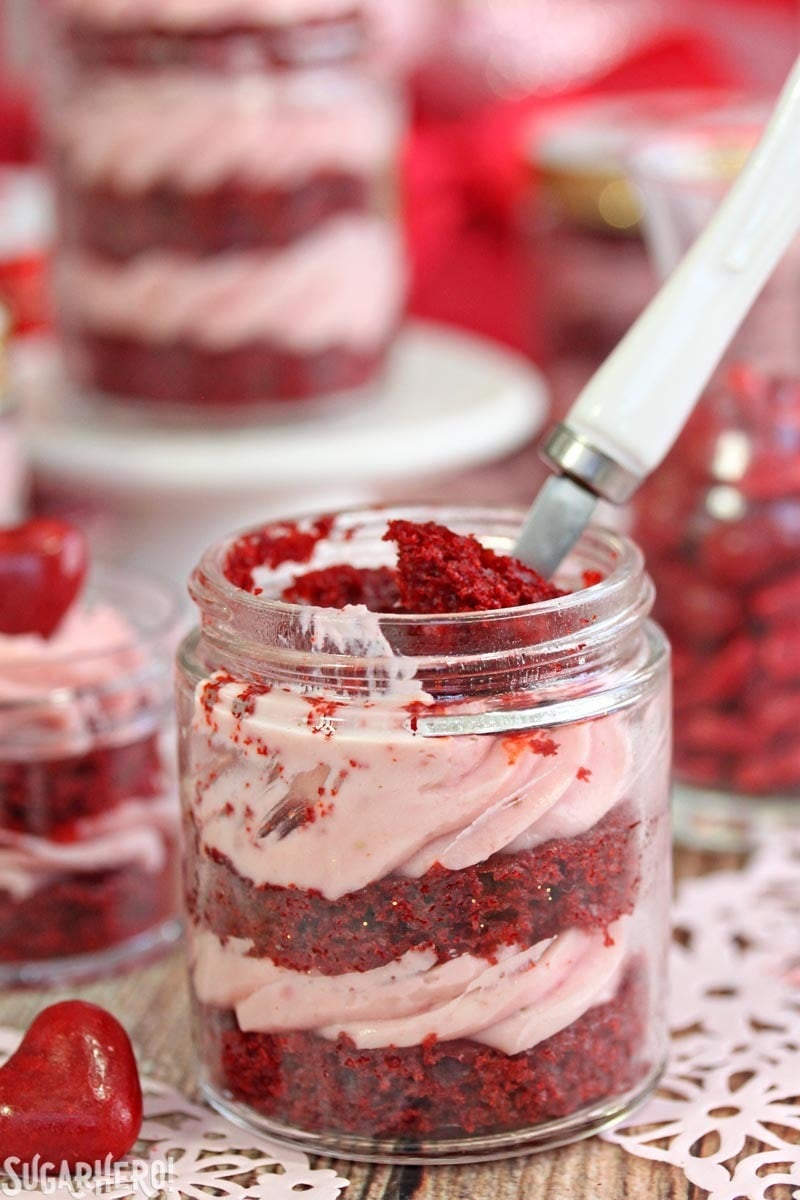 Red Velvet Cake In A Jar | From SugarHero.com Red Velvet Cake In A Jar | From SugarHero.com