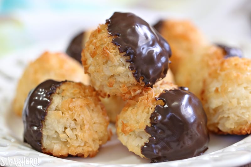 Coconut Macaroons - gluten-free coconut cookies made with just a handful of ingredients! Crispy on the outside, soft and chewy on the inside. | From SugarHero.com Coconut Macaroons - gluten-free coconut cookies made with just a handful of ingredients! Crispy on the outside, soft and chewy on the inside. | From SugarHero.com